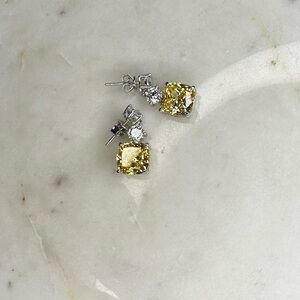 Elegant Yellow and Silver Earrings